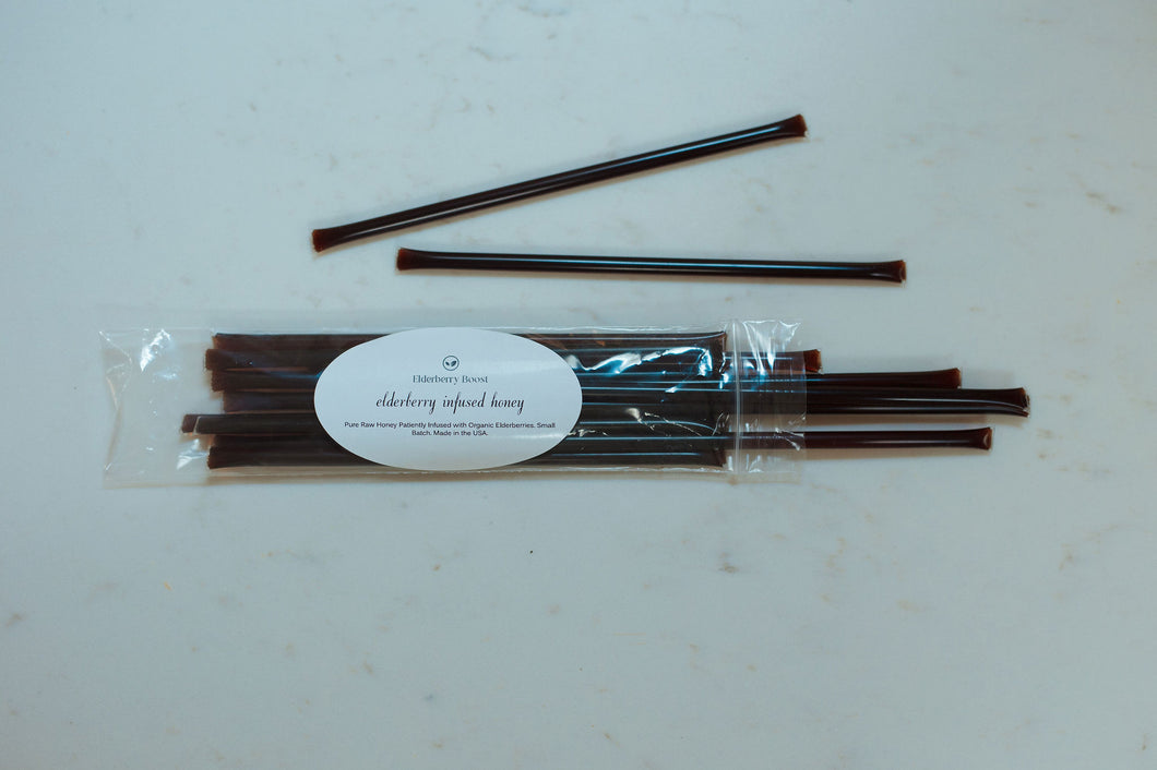 Elderberry Infused Honey Straws - 15 Count - Elderberry Boost, LLC