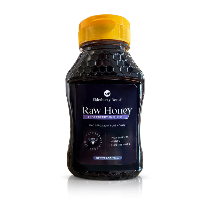 Elderberry Infused Raw Honey 8oz - Elderberry Boost, LLC